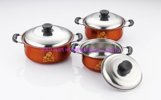 Chine l'acier inoxydable réglé de cookware et la cuisson de l'ensemble de pot du pot &amp;16/18/20cm &amp;red l'ensemble de cookware de couleur de /orange fournisseur