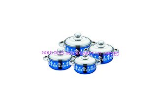 Chine 2020 ensemble de cookware des ventes 4pcs et rouge colorés chauds, color&amp;flower du bleu 16cm -22cm faisant cuire le pot en acier &amp;stainless de pot fournisseur