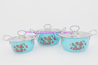 Chine le pot 6pcs coloré a placé le pot profond de cocotte en terre de soupe à catégorie de pot de revêtement antiadhésif en acier de fleur fournisseur