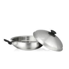 Chine Le Cookware a placé la casserole antiadhésive de wok d'acier inoxydable de 36cm avec les wok stirfry de couvercle de reine en acier voûtée en métal fournisseur