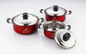 l'ensemble de vente chaud du cookware 6pcs avec la couleur rouge &amp;16/18/20cm faisant cuire le cookware du pot &amp;16cm/18cm/20cm a placé en acier inoxydable fournisseur