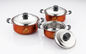 l'acier inoxydable réglé de cookware et la cuisson de l'ensemble de pot du pot &amp;16/18/20cm &amp;red l'ensemble de cookware de couleur de /orange fournisseur