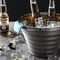 Seau à glace promotionnel de bière d'acier inoxydable de baril de cru d'argent en métal de fer de 25cm avec la poignée deux en plastique fournisseur