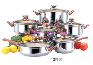 Chine le cookware 12pcs a placé avec le couvercle fauve de classe et pot de cuisson avec la bouilloire et la vaisselle de cuisine fournisseur