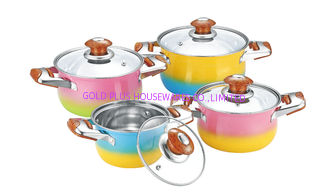 Chine double ensemble chaud de cookware de la couleur 2015 et pot&amp; en acier de stainles colorés faisant cuire le pot fournisseur