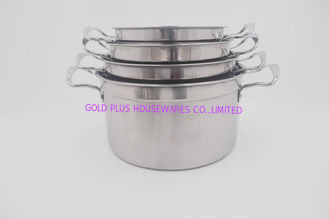 Chine la cocotte en terre 4pcs a placé le vapeur chaud bon marché à cuire argenté d'acier inoxydable des prix de pot avec le couvercle fournisseur