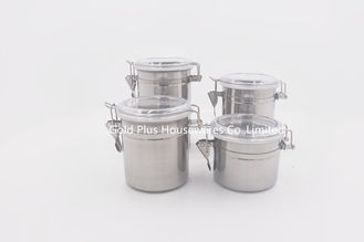 Chine 4pcs a placé la sucrerie ronde en acier en gros de bidon du thé 304#stainless peut boîte métallique de stockage de nourriture avec le couvercle en plastique fournisseur