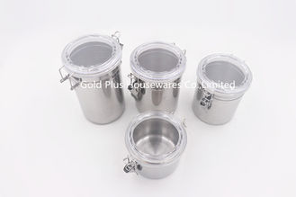 Chine Placez de la boîte métallique hermétique d'acier inoxydable de récipient d'entreposage de 4 réfrigérateurs avec la boîte de stockage de grain de café de bride fournisseur