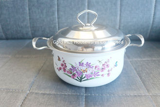 Chine Cookingware a placé le cookware blanc de cuisine de pot de soupe avec le pot en gros d'orchidée d'acier inoxydable de couvercle en acier en métal faisant cuire le pot fournisseur