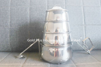 Chine Boîte de tiffin de conteneur de nourriture de pot de main de bon marché 4 rangées emporter le transporteur de nourriture d'acier inoxydable avec la poignée fournisseur