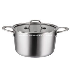 Chine pot à cuire épaissi trois par couches quotidien d'acier inoxydable de pot de soupe à bâton de fond plat de Cookware de 24cm non avec la couverture en verre fournisseur