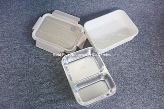 Chine La vente chaude adaptent la boîte aux besoins du client à une seule couche à nourriture de rectangle de casse-croûte d'acier inoxydable de conteneur de nourriture avec 2 compartiments fournisseur