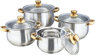 Chine le cookware multi de 8 PCs a placé le kit antiadhésif de pot de soupe à pot de ragoût de wok de couleur d'or de pot d'actions de soupe à acier inoxydable fournisseur