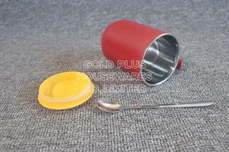 Chine Tasse créative de marque de couleur rouge de Drinkware avec la tasse de bureau d'acier inoxydable de la poignée 304 de cuillère en métal avec la couverture de cachetage fournisseur