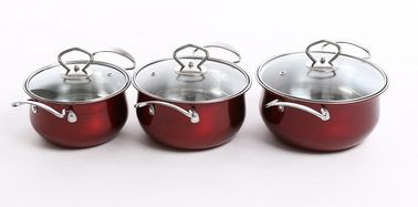 ensemble d'ensemble et de vaisselle de cuisine de cookware de couleur rouge de 16/18/20/22cm et d'acier inoxydable de fleur et pot et casserole et cocottes en terre fournisseur