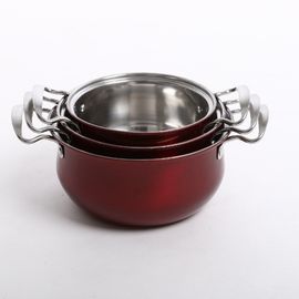 ensemble d'ensemble et de vaisselle de cuisine de cookware de couleur rouge de 16/18/20/22cm et d'acier inoxydable de fleur et pot et casserole et cocottes en terre fournisseur