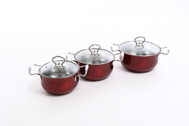 ensemble d'ensemble et de vaisselle de cuisine de cookware de couleur rouge de 16/18/20/22cm et d'acier inoxydable de fleur et pot et casserole et cocottes en terre fournisseur