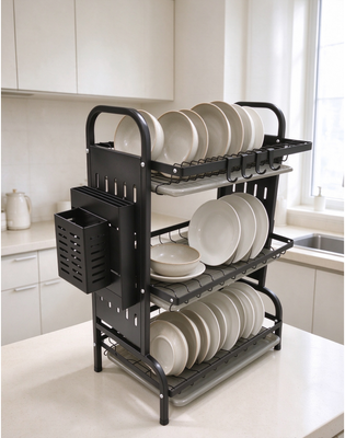 égouttoir 16 trous & égouttoir multifonctionnel & égouttoir en fer doré et noir à 2 et 3 couches de 43 cm, gain de place fournisseur