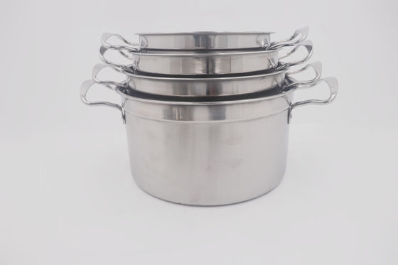 la cocotte en terre 4pcs a placé le vapeur chaud bon marché à cuire argenté d'acier inoxydable des prix de pot avec le couvercle fournisseur