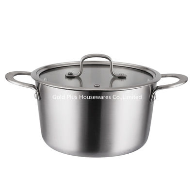 pot à cuire épaissi trois par couches quotidien d'acier inoxydable de pot de soupe à bâton de fond plat de Cookware de 24cm non avec la couverture en verre fournisseur
