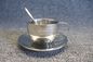 Tasses et soucoupes de café argentées classiques faites sur commande de porcelaine tendre de la tasse de café d'expresso de logo de restaurant européen de style 180ml fournisseur